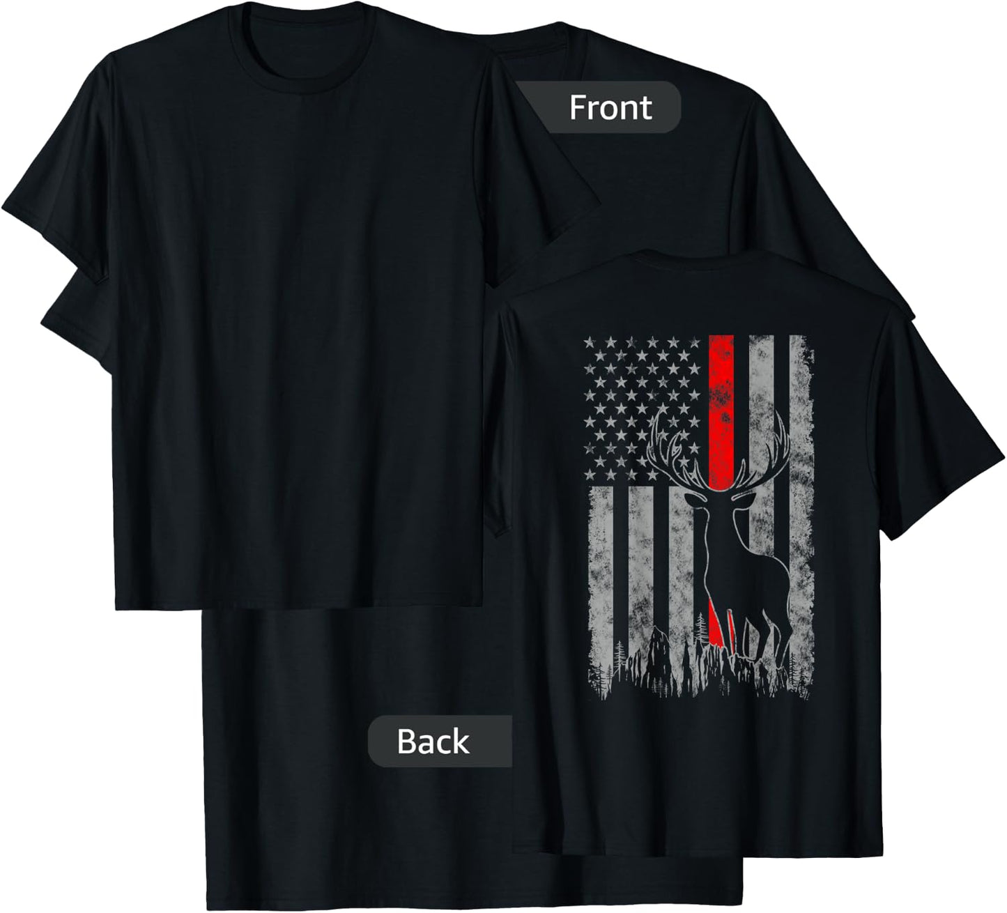 Thin red line whitetail deer hunting flag T-Shirt - T-Shirt | Black