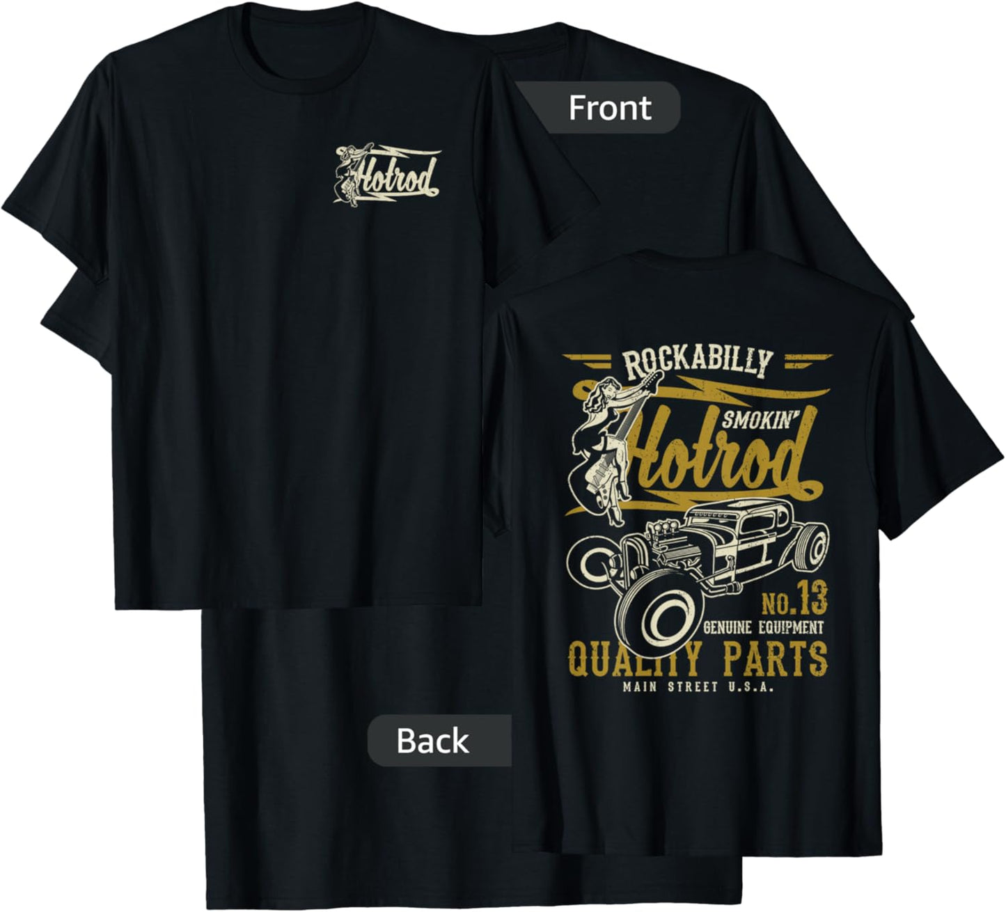 Retro Vintage Style Hotrod Distressed Design T-Shirt - T-Shirt | Black