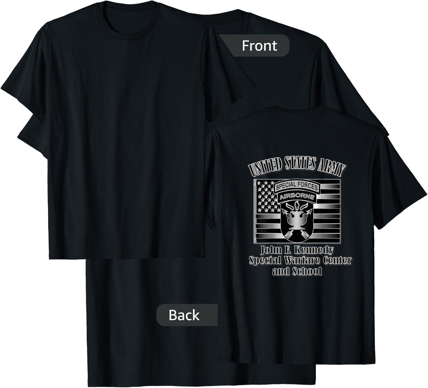 J.F.K. Special Warfare Center and School (Back Design) T-Shirt - T-Shirt | Black