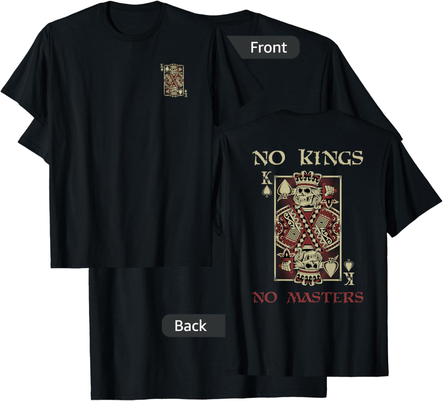 NO KINGS. NO MASTERS Defiant Autonomous Bold Free T-Shirt - T-Shirt | Black
