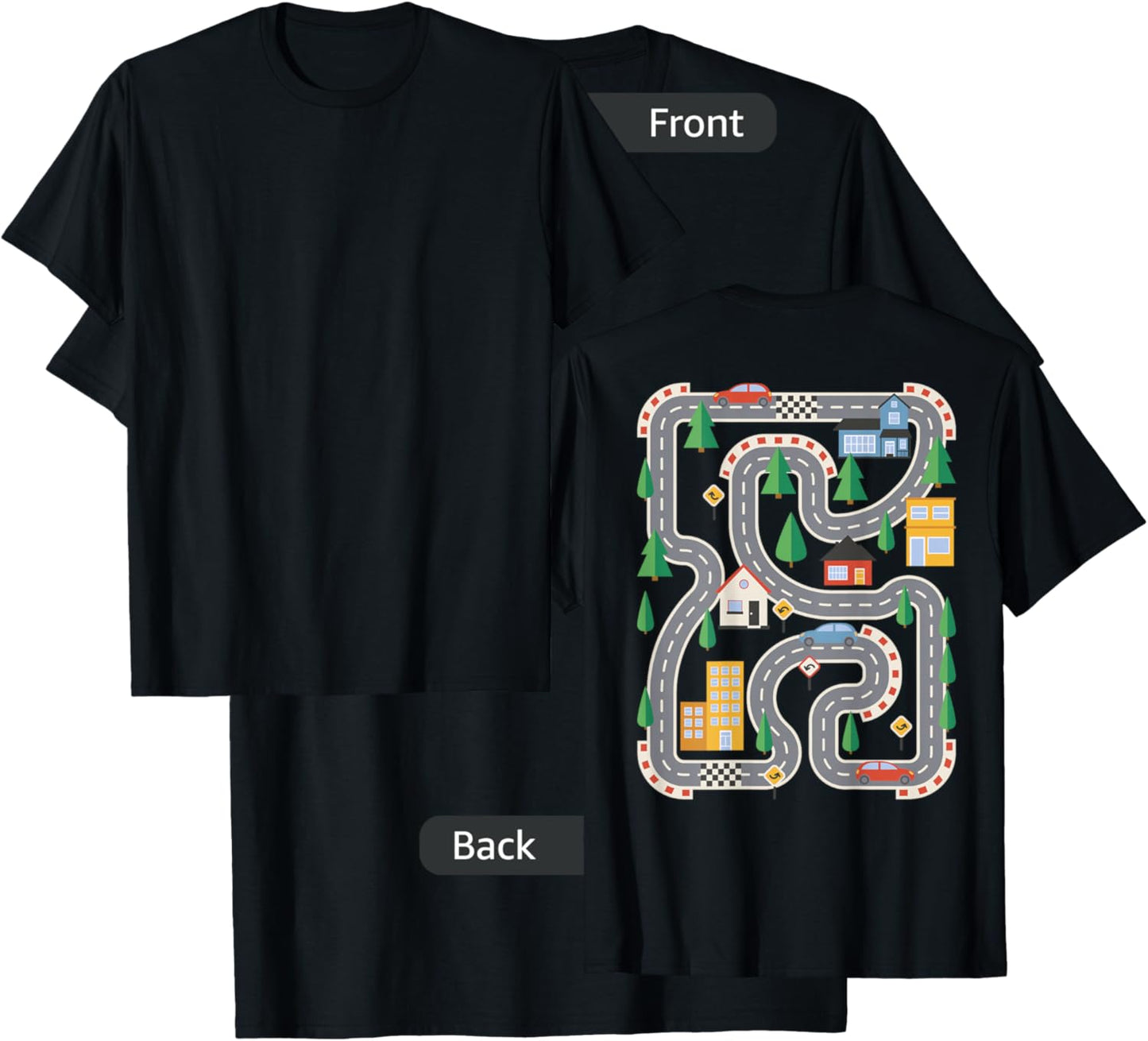 Cool Playmat Race Car Track On Back Dad Race car Mat T-Shirt - T-Shirt | Black