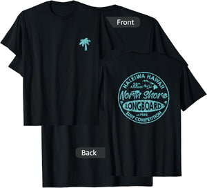 North Shore Haleiwa Hawaii Long Board Surf Vintage Style T-Shirt - T-Shirt | Black