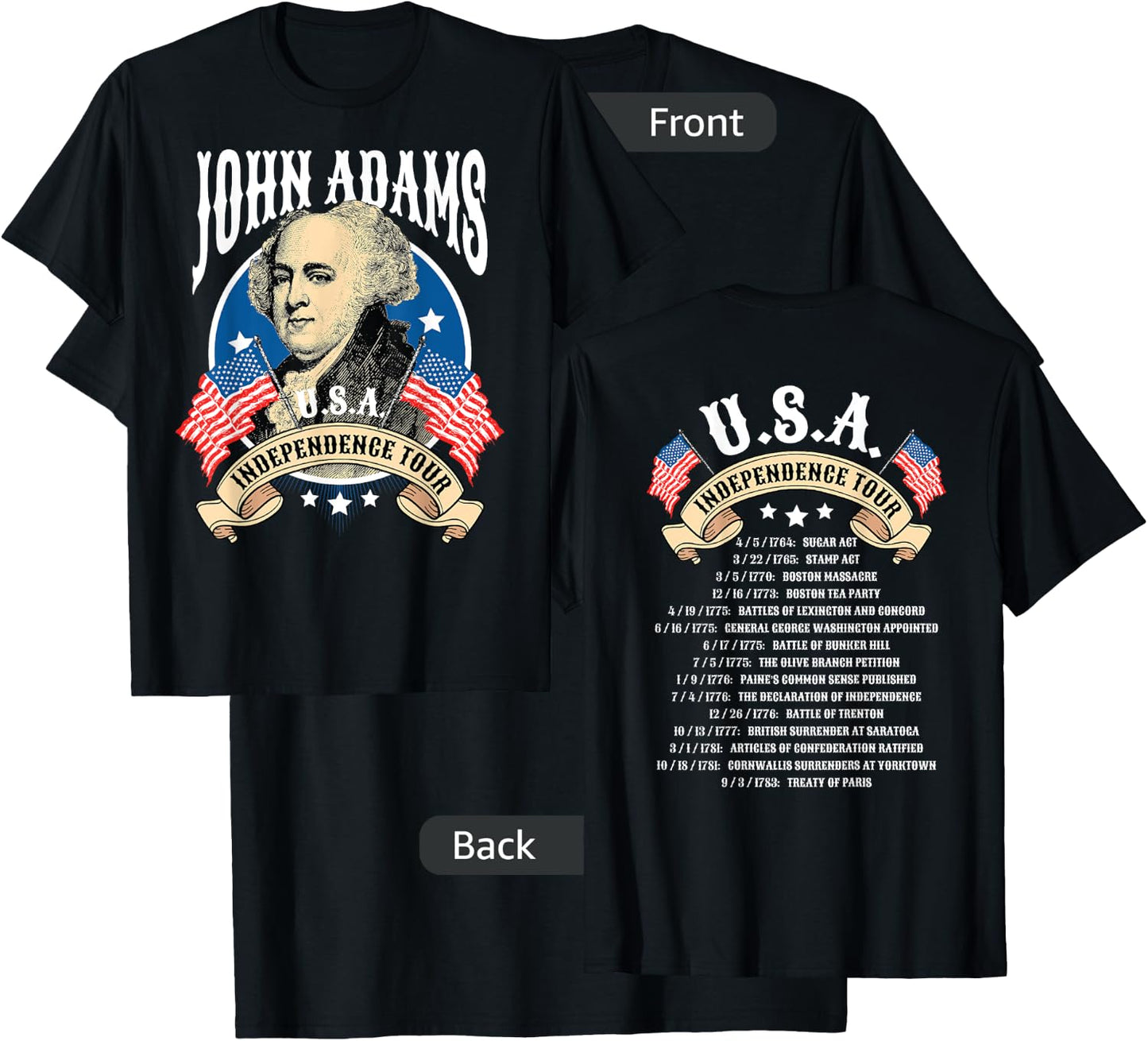 John Adams Shirt USA Independence Tour T-Shirt - T-Shirt | Black