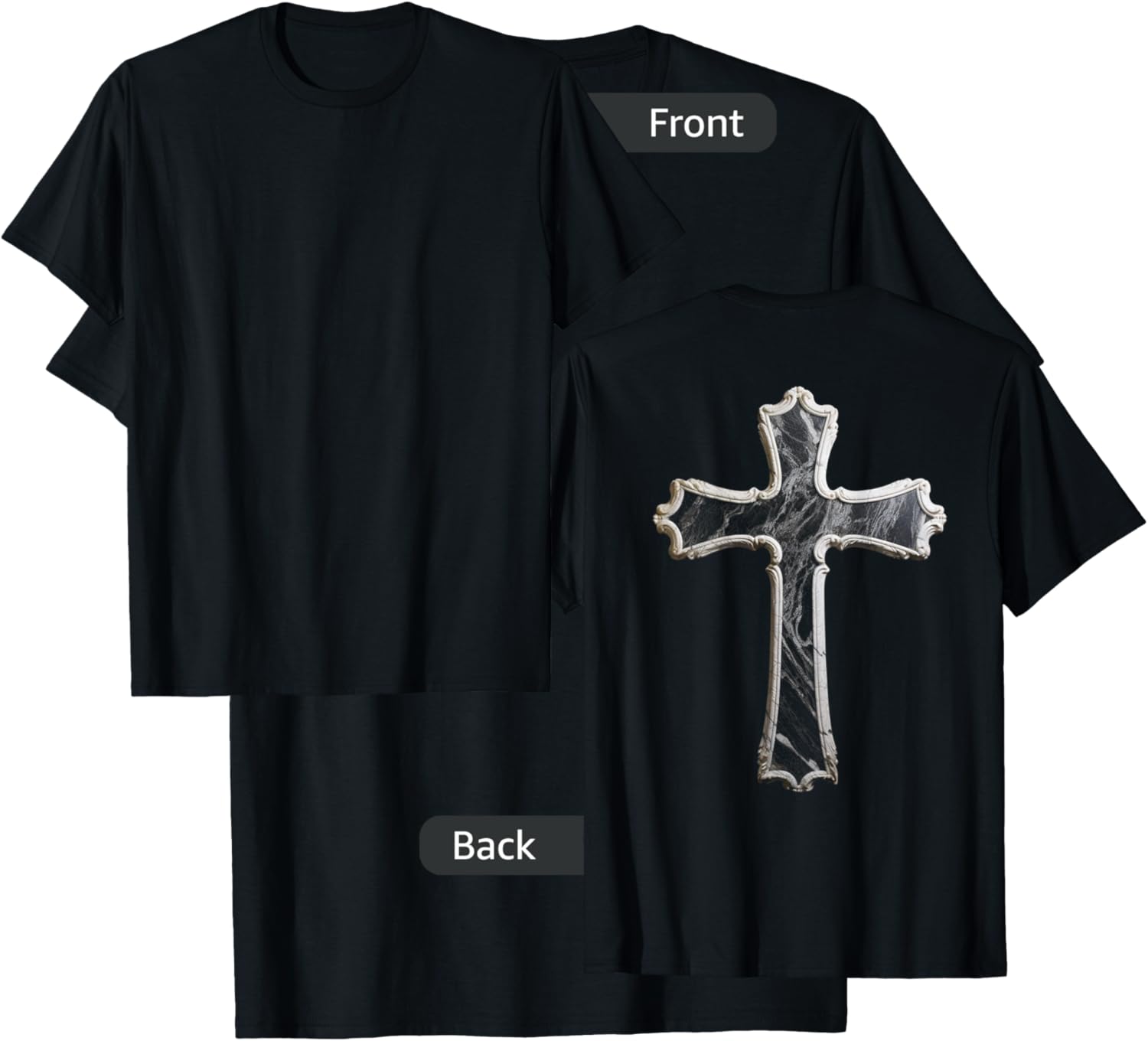 Large Crucifix Cross on Back Christian T-Shirt - T-Shirt | Black
