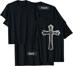 Large Crucifix Cross on Back Christian T-Shirt - T-Shirt | Black
