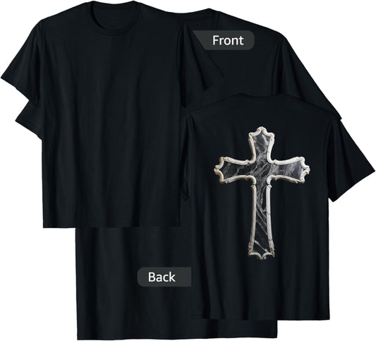 Large Crucifix Cross on Back Christian T-Shirt - T-Shirt | Black
