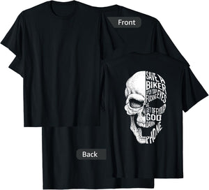 Save a biker open your fucking eyes skull (on back) T-Shirt - T-Shirt | Black