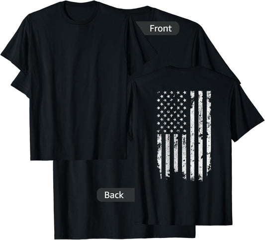 Vintage Distressed American Flag T-Shirt - T-Shirt | Black