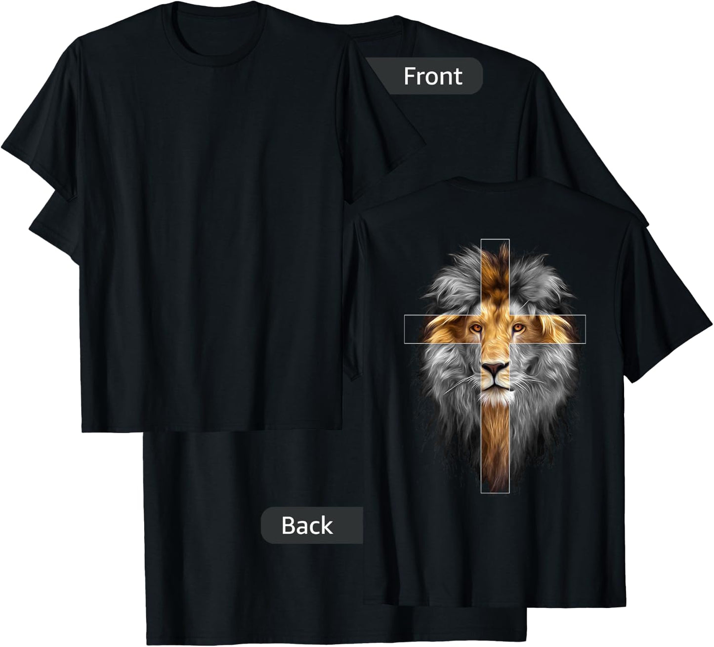 Jesus Lion of Judah Back Side T-Shirt - T-Shirt | Black