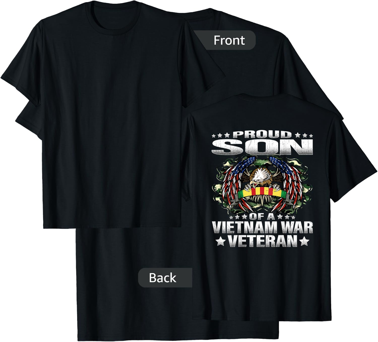 Proud Son Of A Vietnam War Veteran Military Vet's Child Gift T-Shirt - T-Shirt | Black