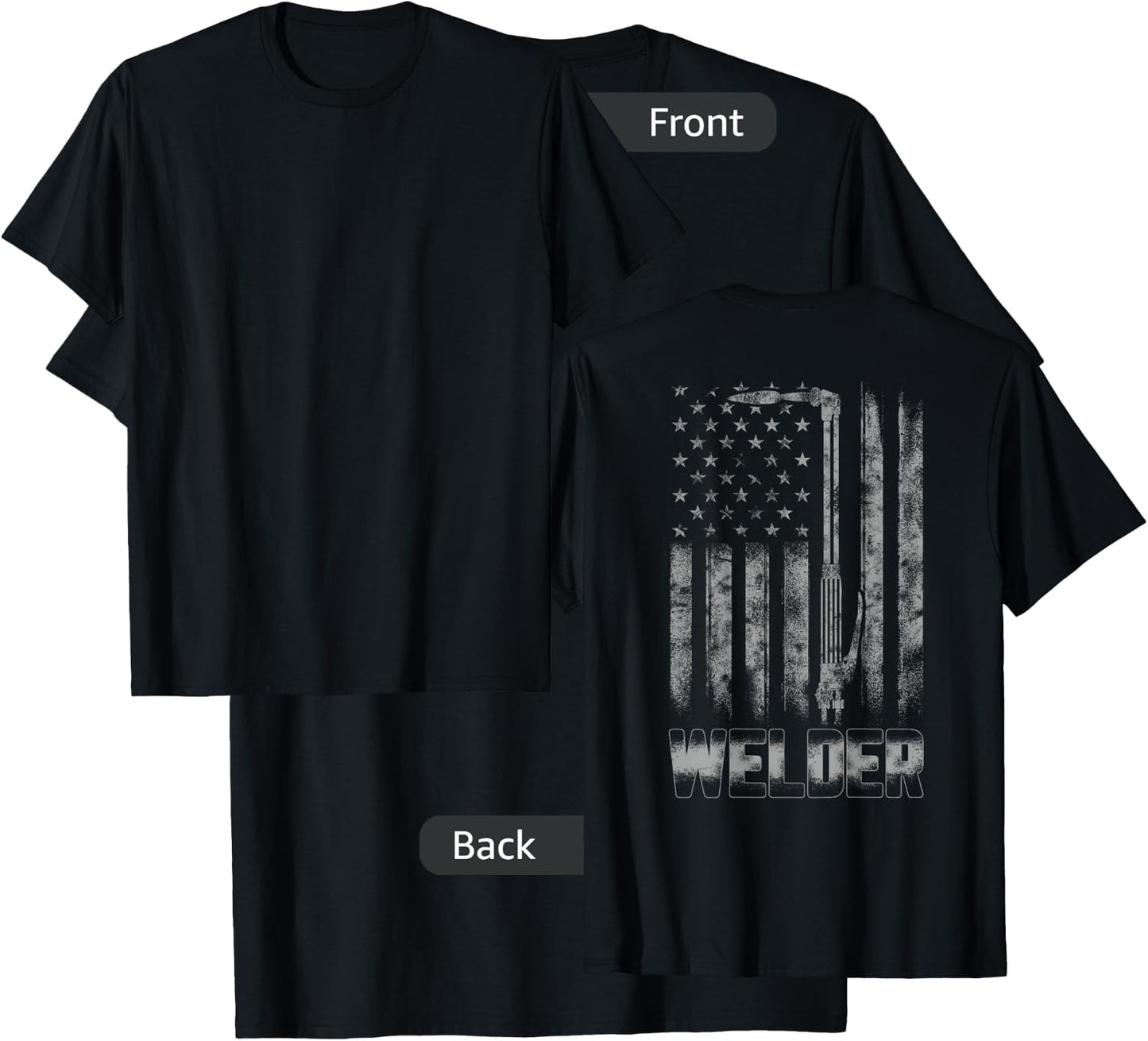 Distressed Welder American flag shirt USA Patriotic Welder T-Shirt - T-Shirt | Black