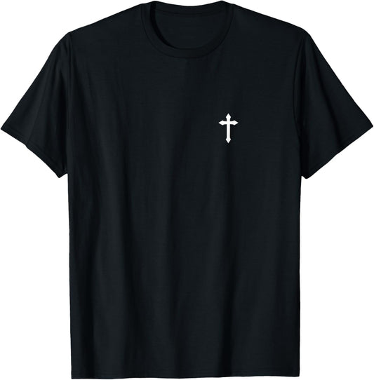 Christian Christ Cross Left Chest T-Shirt - T-Shirt | Black