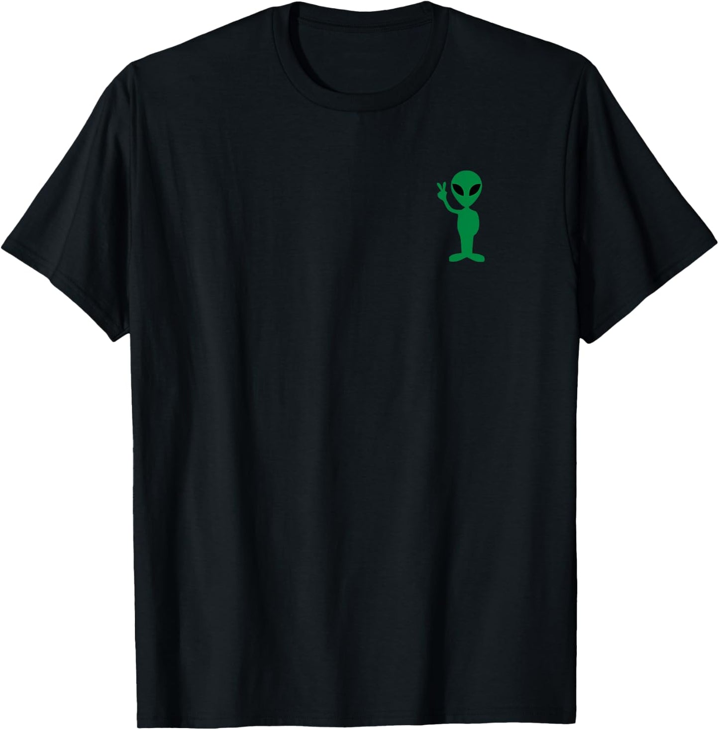 I Come in Peace Green Alien Peace Sign Design T-Shirt - T-Shirt | Black