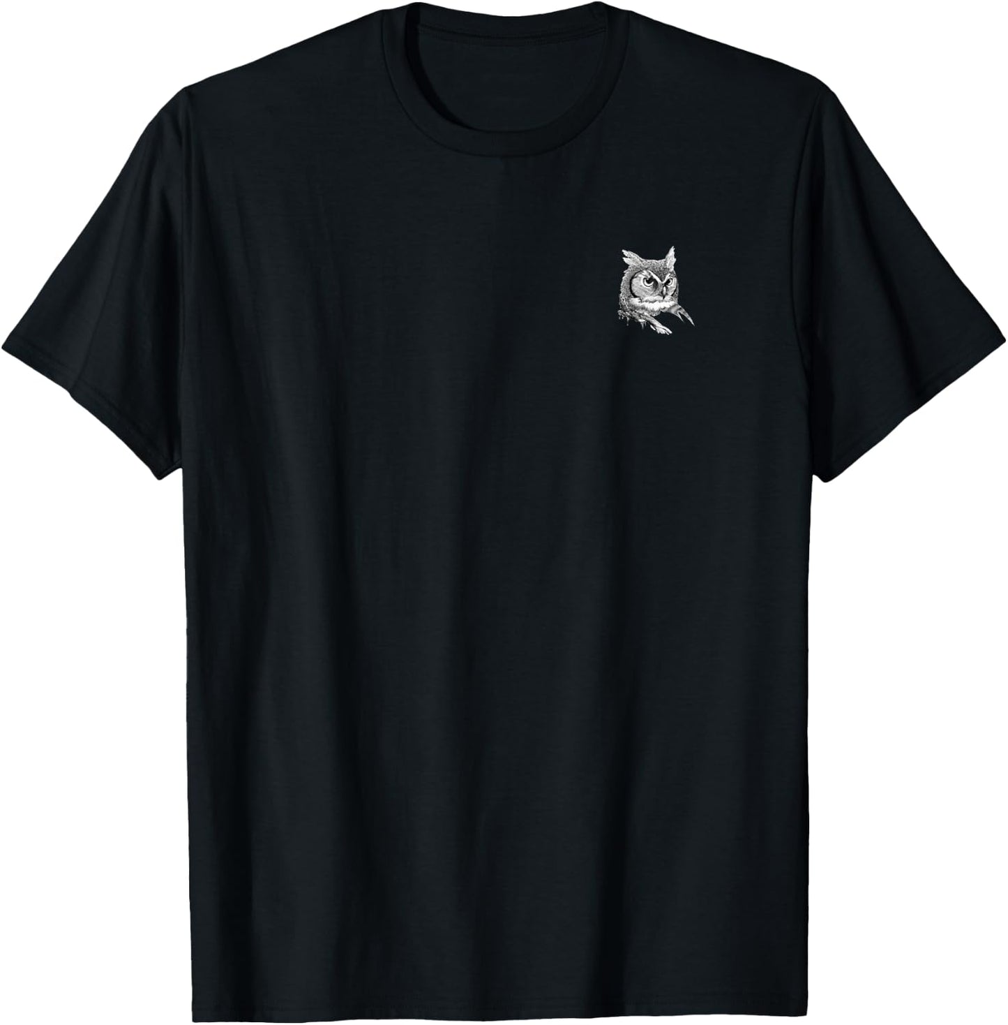 Pocket Owl. Great Horned owl emblem. Graphic T-Shirt - T-Shirt | Black