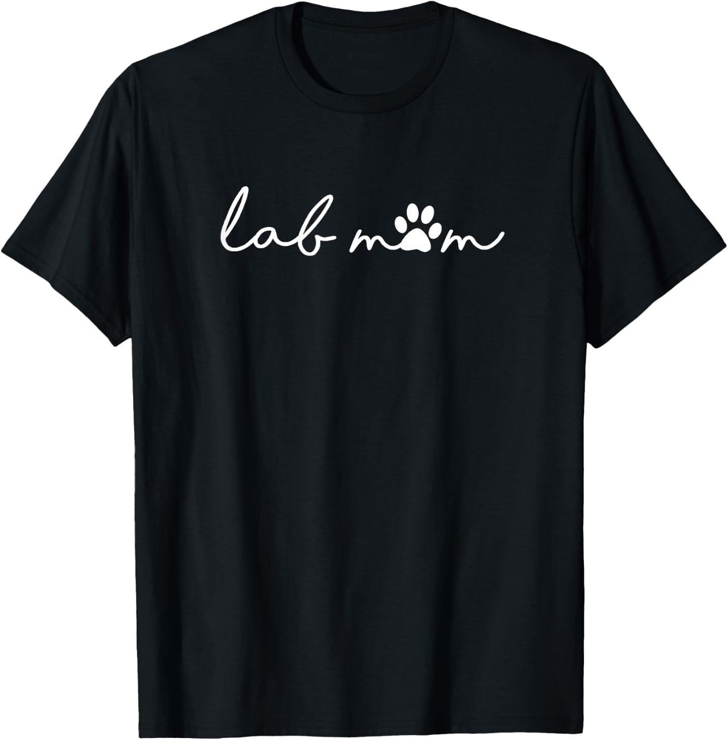 Lab Dog Mom with Pawprint for Humans Labrador Retriever Mama T-Shirt - T-Shirt | Black