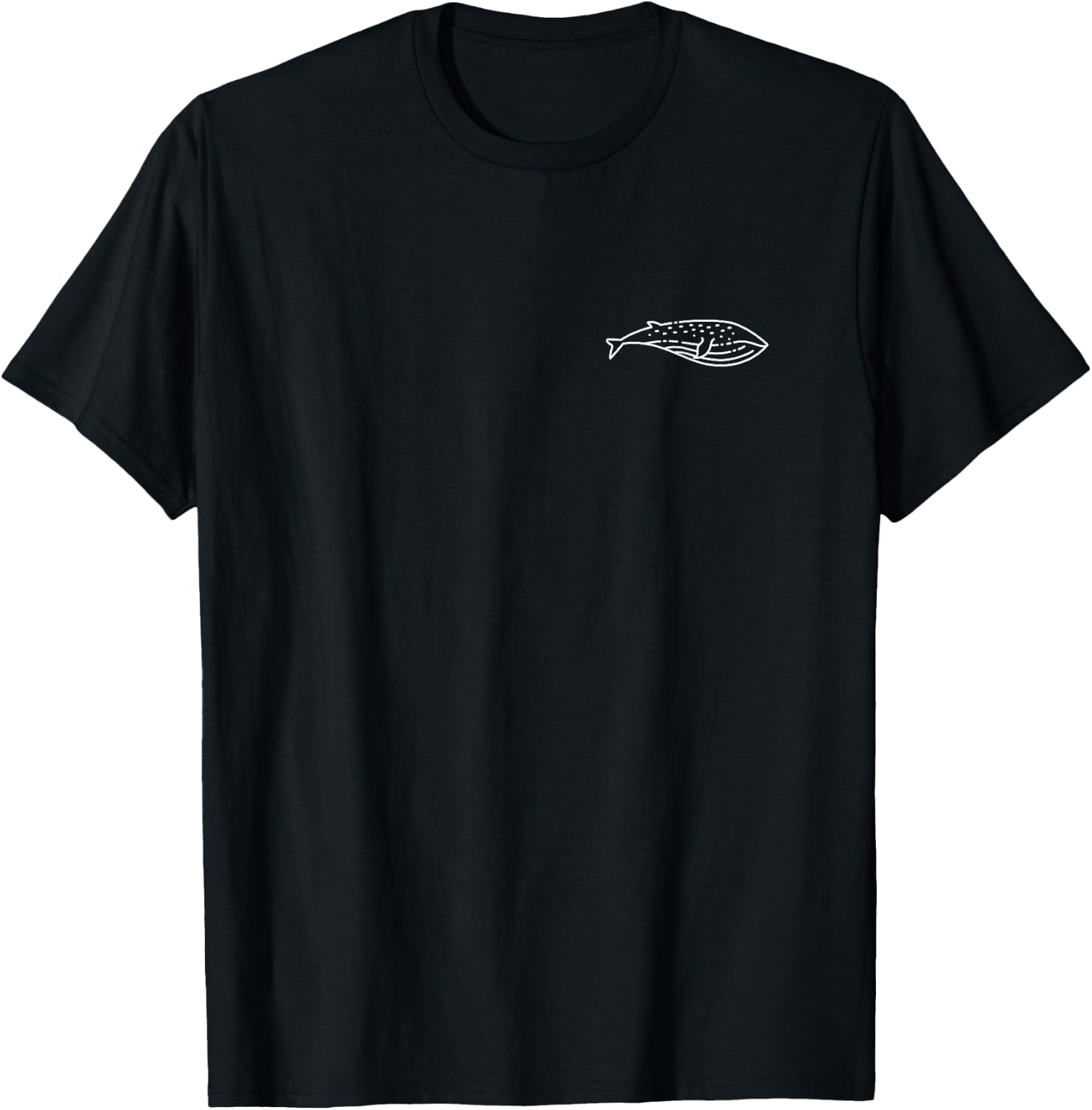 Blue Whale Animal Badge Patch Line Art Outline Gift T-Shirt - T-Shirt | Black