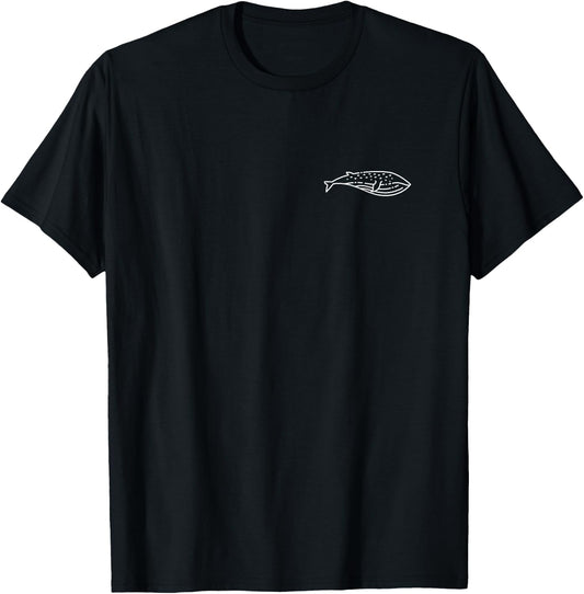 Blue Whale Animal Badge Patch Line Art Outline Gift T-Shirt - T-Shirt | Black