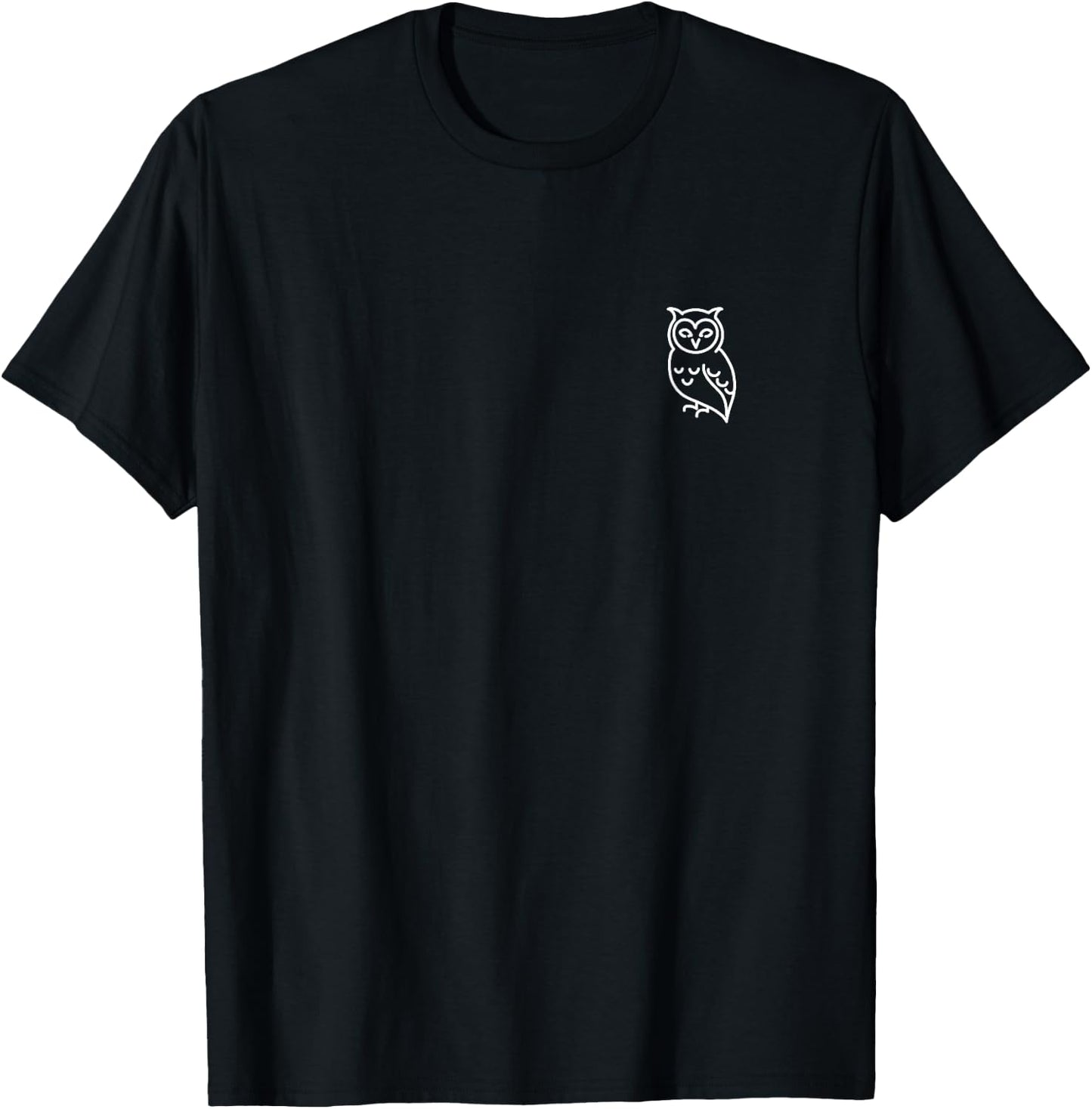 Owl Bird Badge Patch Line Art Icon Outline Gift T-Shirt - T-Shirt | Black