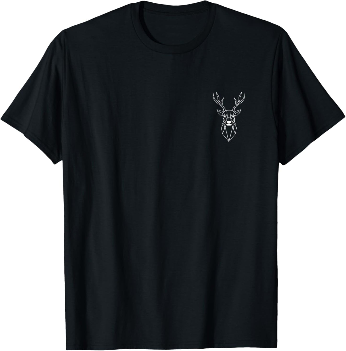Deer polygon breast pocket print hunter antlers deer buck T-Shirt - T-Shirt | Black