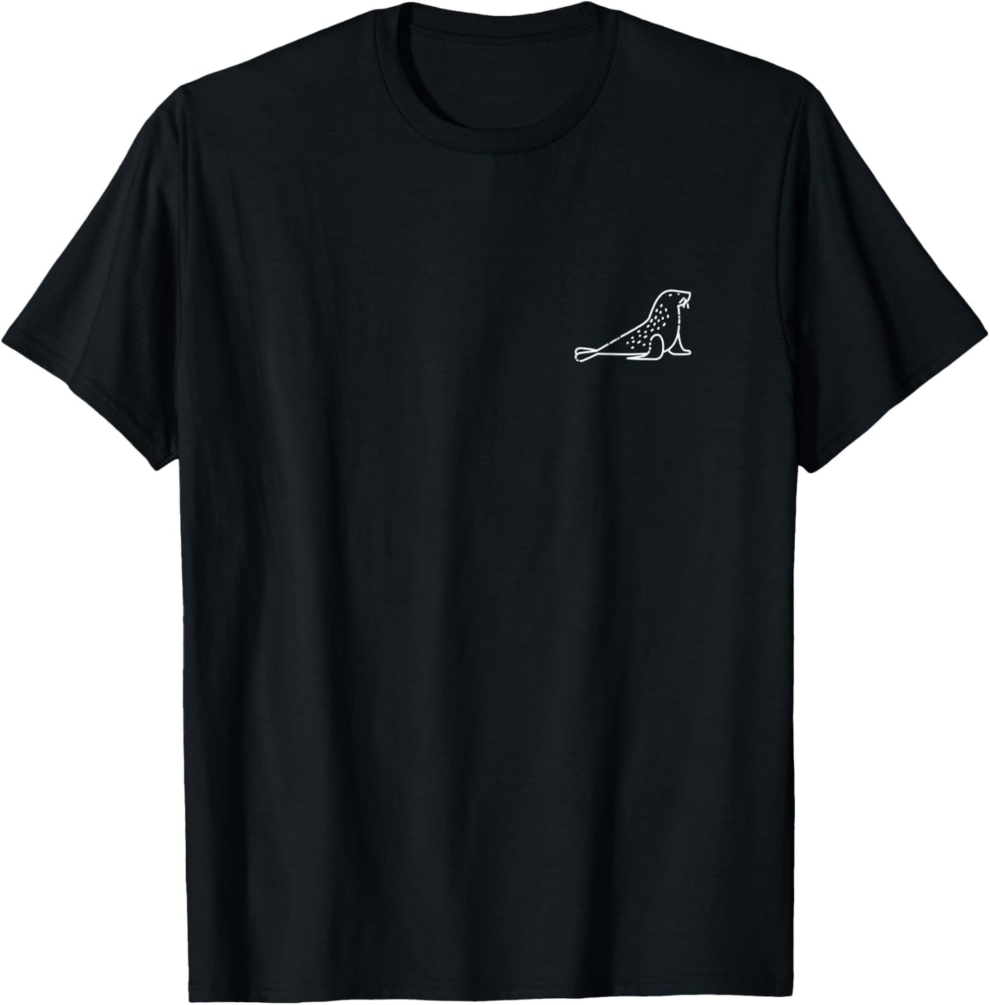 Sea Lion Animal Badge Patch Line Art Outline Gift T-Shirt - T-Shirt | Black