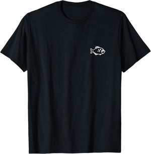 Piranha Fish Badge Patch Line Art Icon Outline Gift T-Shirt - T-Shirt | Black