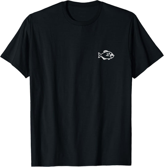 Piranha Fish Badge Patch Line Art Icon Outline Gift T-Shirt - T-Shirt | Black