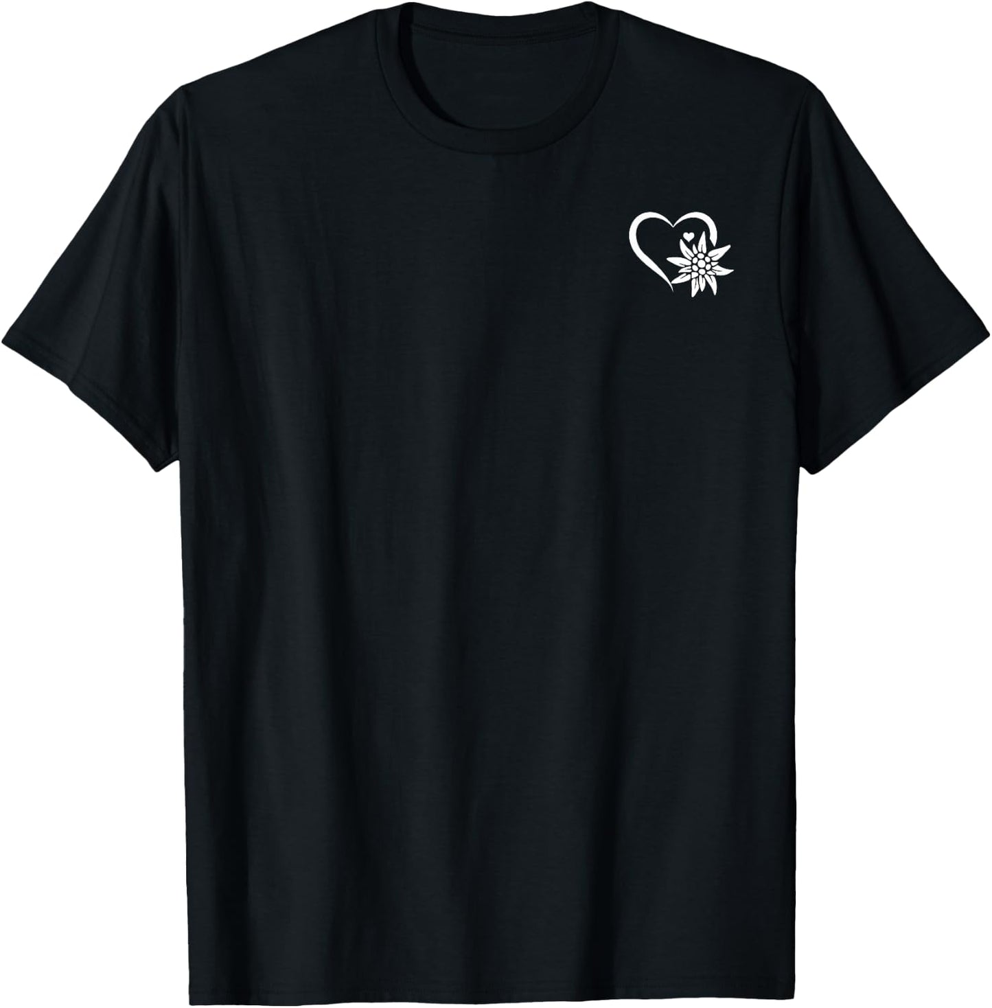 Mountain Edelweiß Heart Flower Edelweiss Flower - Edelweiß T-Shirt - T-Shirt | Black