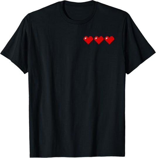 Retro Pixel Hearts T-Shirt - T-Shirt | Black