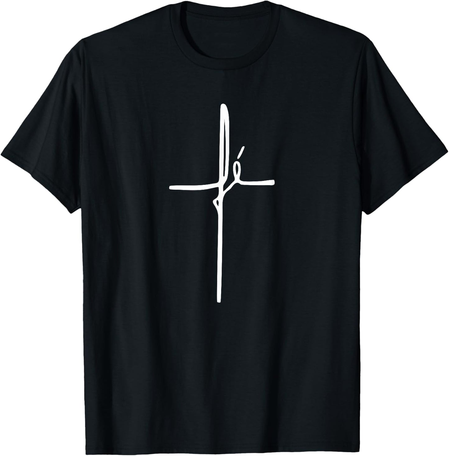 Simple Faith Cross in Portuguese - Camiseta Fe T-Shirt - T-Shirt | Black
