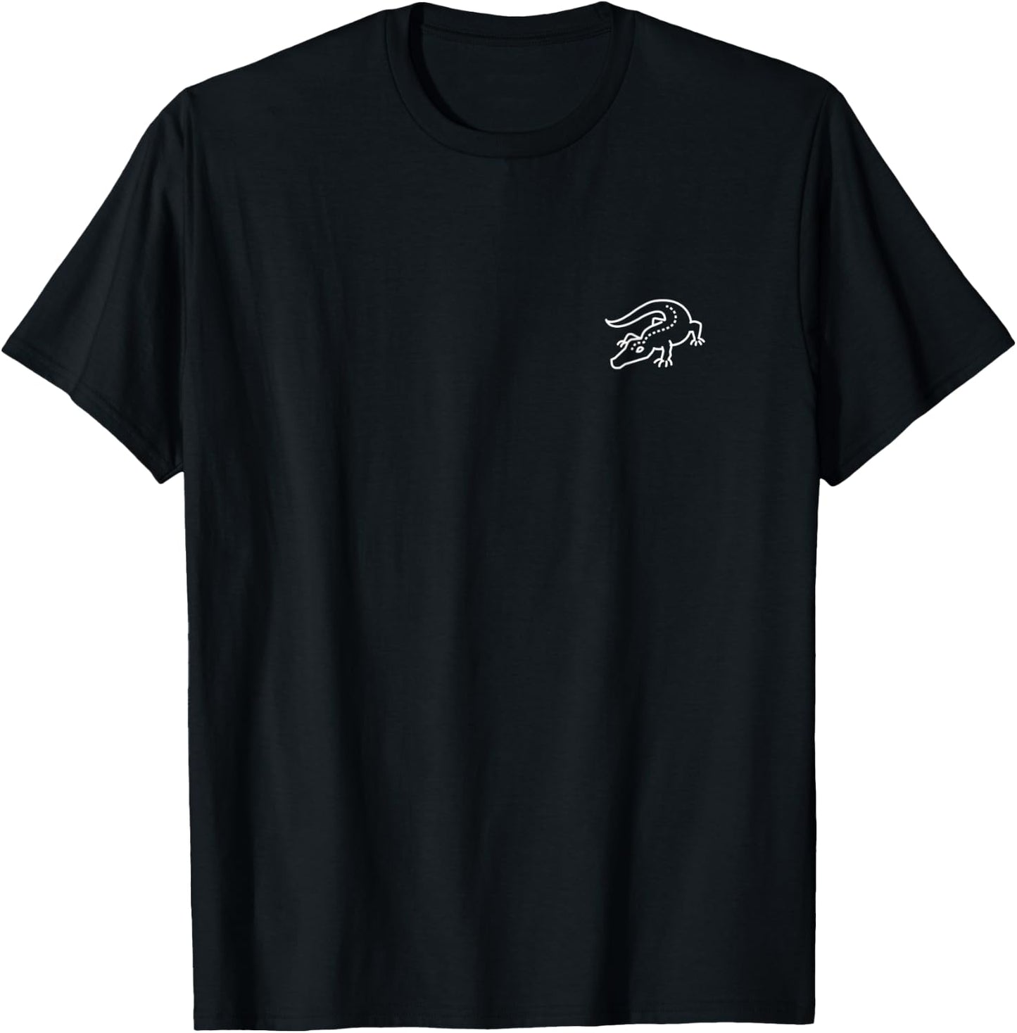 Alligator Animal Badge Patch Line Art Icon Outline Gift T-Shirt - T-Shirt | Black