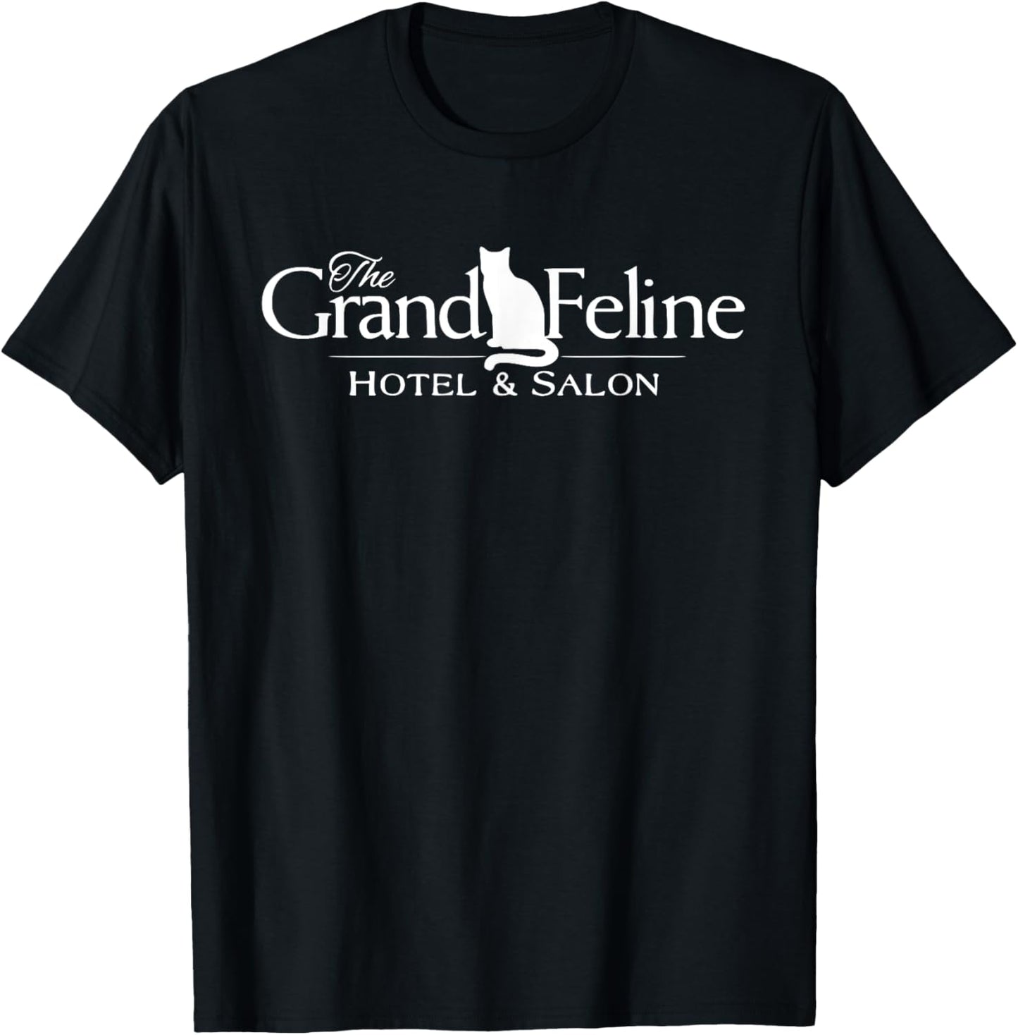 The Grand Feline Hotel And Salon Official White Logo T-Shirt - T-Shirt | Black