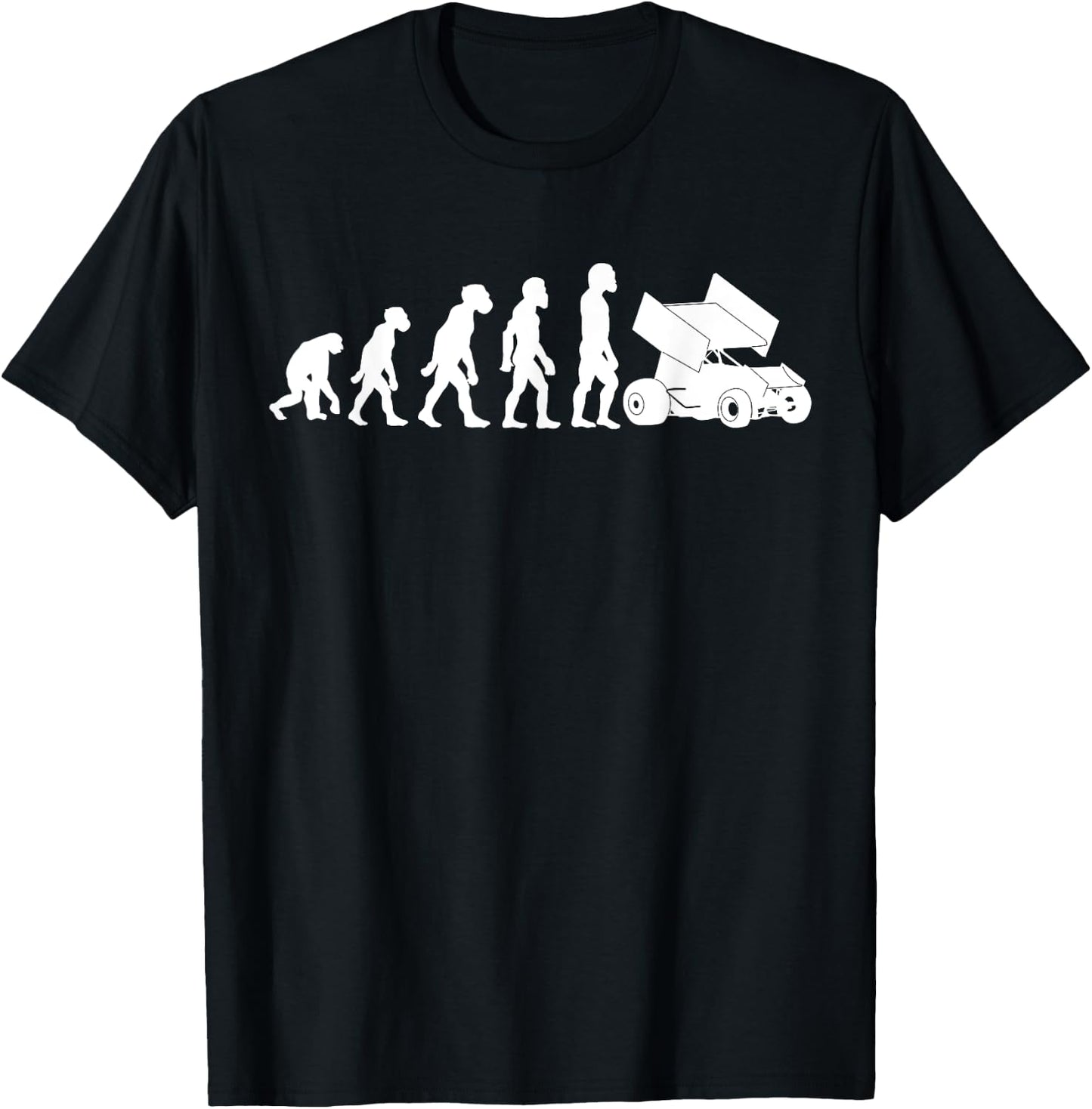 Funny Human Sprint Car Racing Evolution Dirt Track Racer T-Shirt - T-Shirt | Black