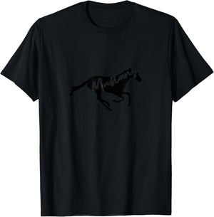 Running Mustang Wild Horse Breed Lover Silhouette Gift T-Shirt - T-Shirt | Black
