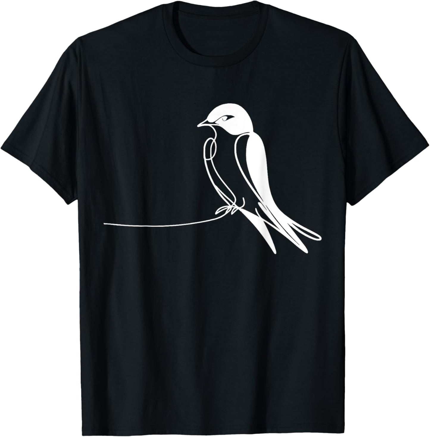 Line Art Bird & Ornithologist Purple Martin T-Shirt - T-Shirt | Black
