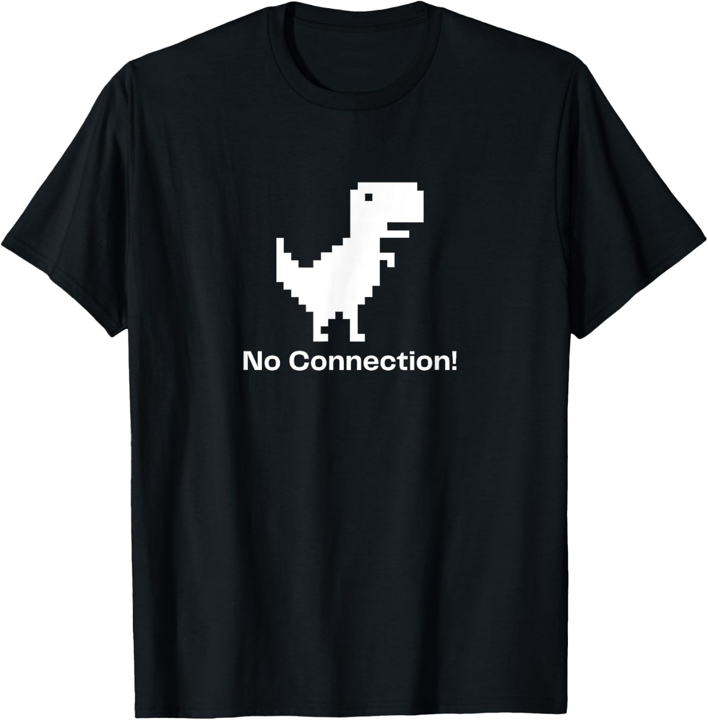 8-bit No Connection Dinosaur No Internet Connection T-Shirt - T-Shirt | Black