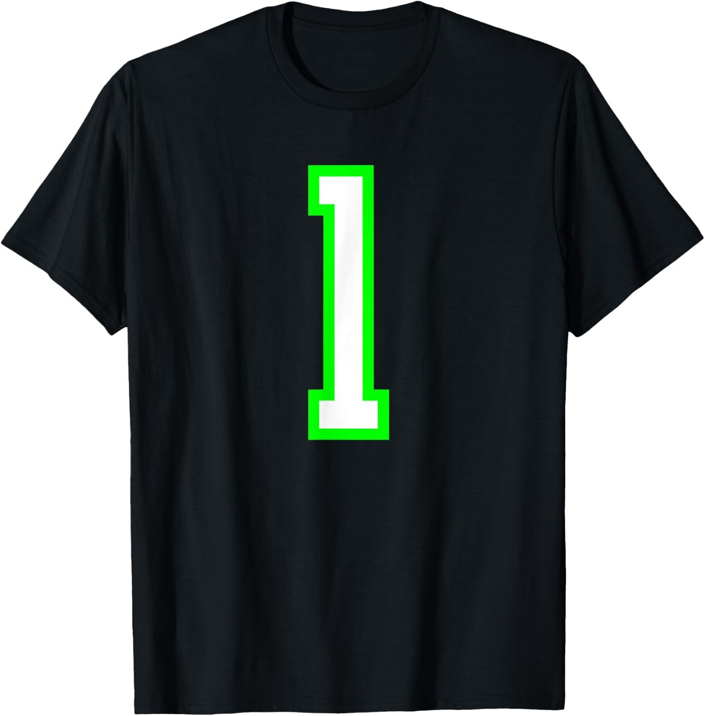 Sports Team Jersey 1 White Lime Jersey Number T-Shirt - T-Shirt | Black