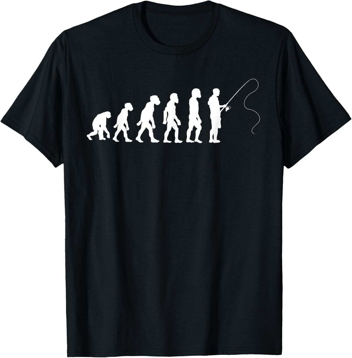 Funny Human Fishing Evolution Bass Fly Fish Catch T-Shirt - T-Shirt | Black