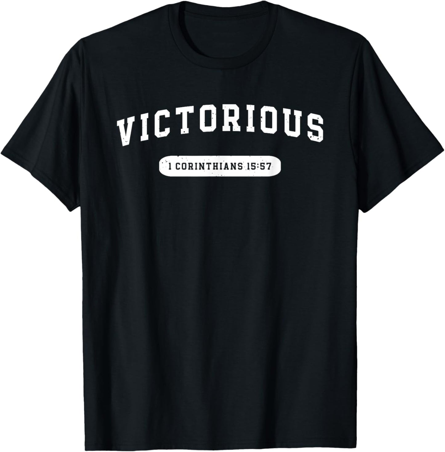 Victorious Bible Verse Christian Athletic Sports T-Shirt - T-Shirt | Black