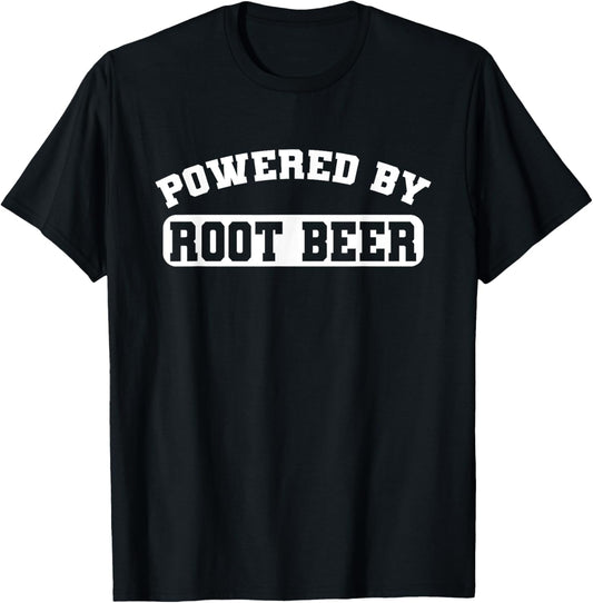 Powered By Root Beer T-Shirt - T-Shirt | Black