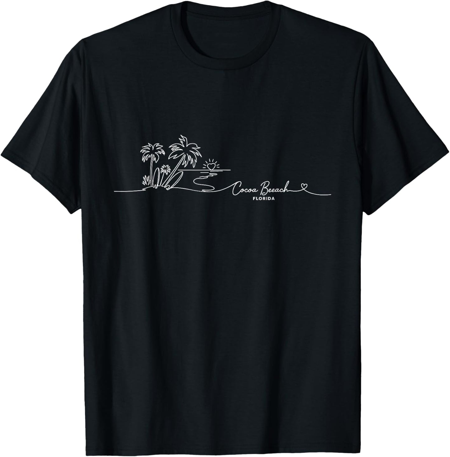 Cocoa Beach, Florida Signature Heart Art - Beach Souvenir T-Shirt - T-Shirt | Black
