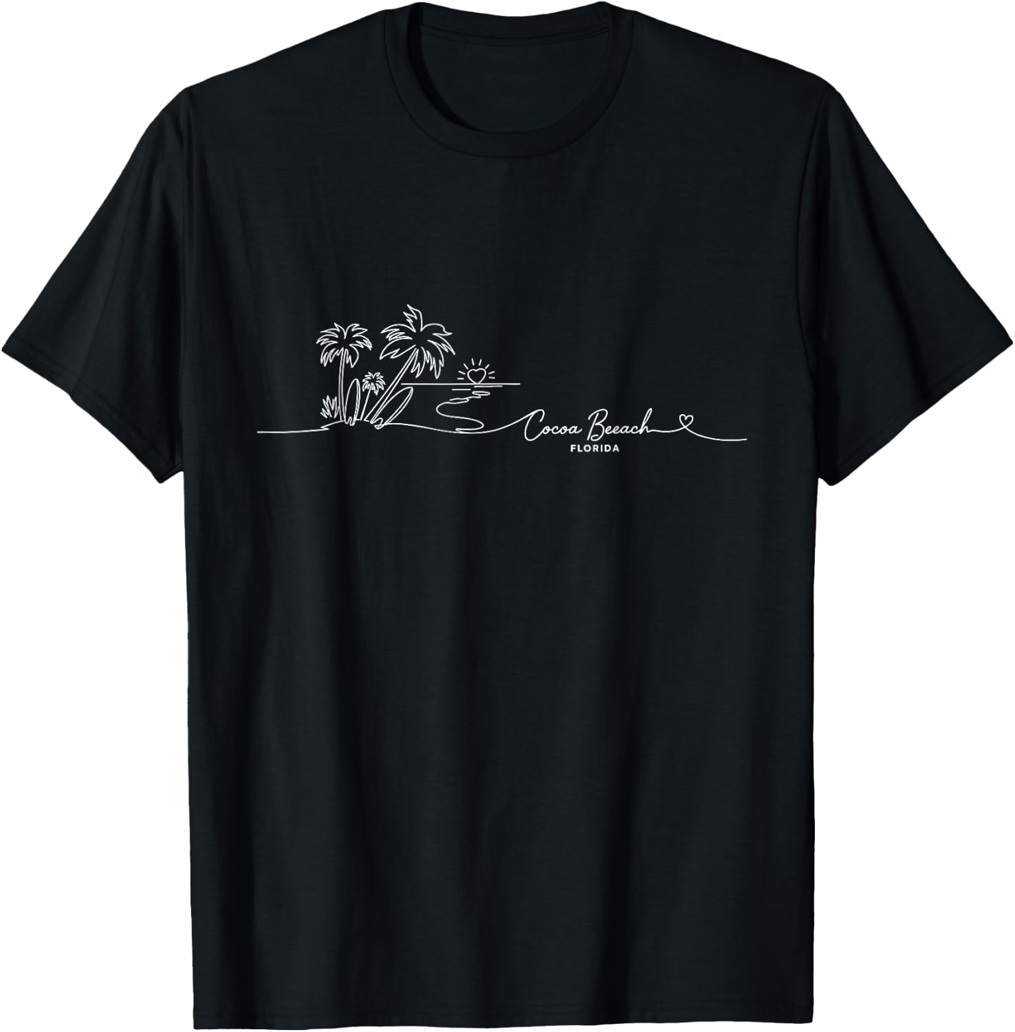 Cocoa Beach, Florida Signature Heart Art - Beach Souvenir T-Shirt - T-Shirt | Black