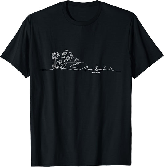 Cocoa Beach, Florida Signature Heart Art - Beach Souvenir T-Shirt - T-Shirt | Black