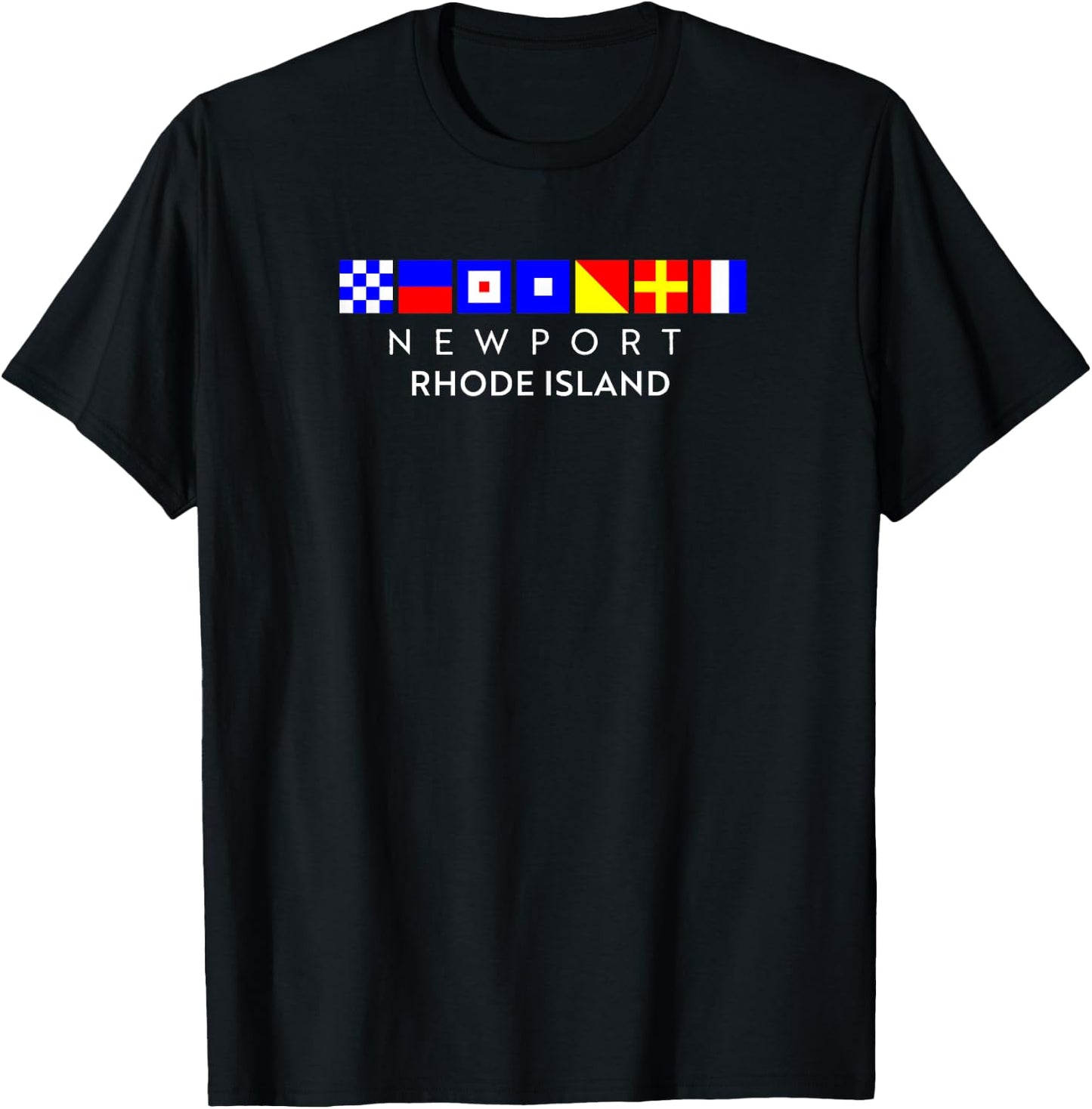 Nautical Flag Alphabet Gift - Newport Rhode Island T-Shirt - T-Shirt | Black