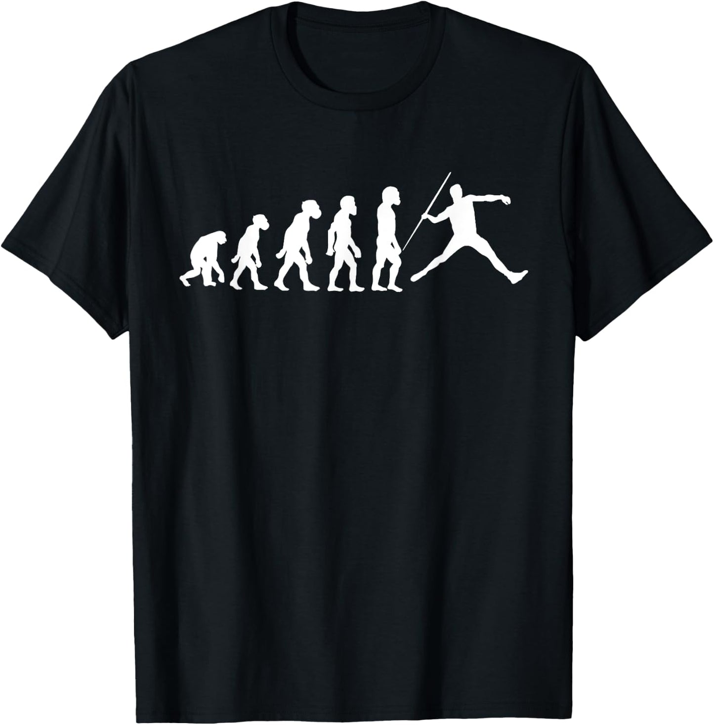 Funny Human Javelin Evolution Javelineer Spear Thrower T-Shirt - T-Shirt | Black