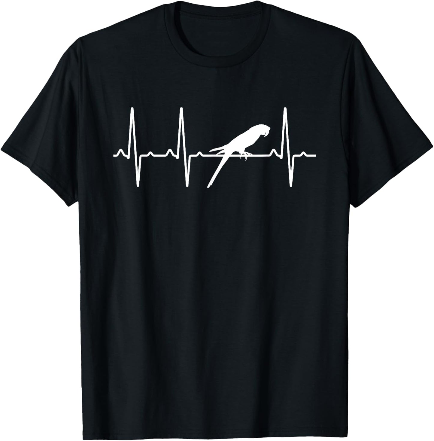 Macaw Heartbeat Gift Women Parrot Bird Lover T-Shirt - T-Shirt | Black
