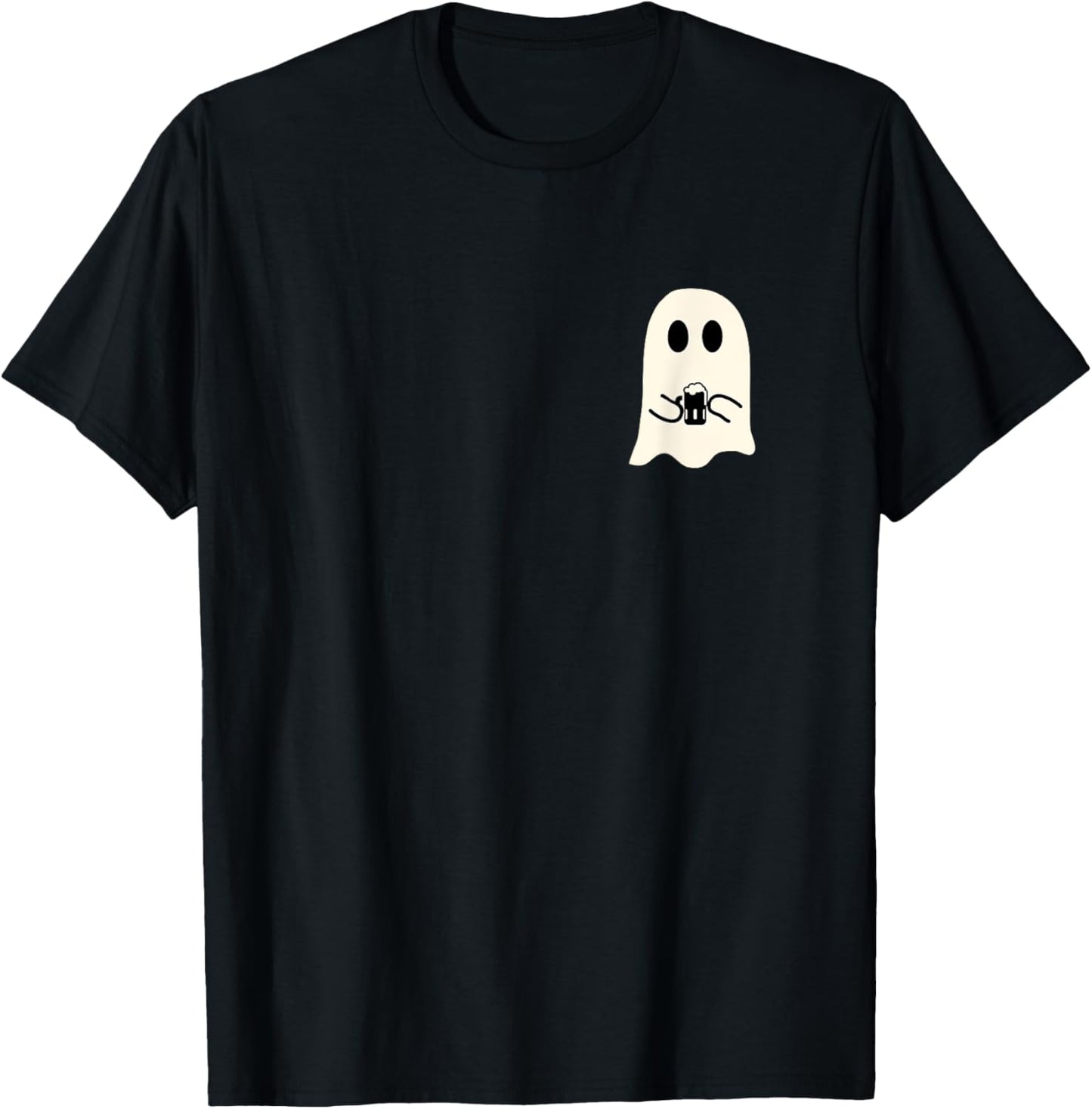 Cute Little Ghost Beer Glass Halloween T-Shirt - T-Shirt | Black
