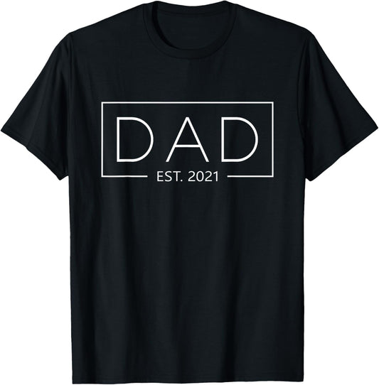 Dad 2021 Father Since 2021 Dad Est 2021 T-Shirt - T-Shirt | Black