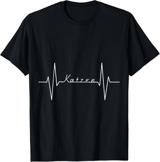 Cats Pulse Heart Frequency Cats Heartbeat Cat Friends T-Shirt - T-Shirt | Black