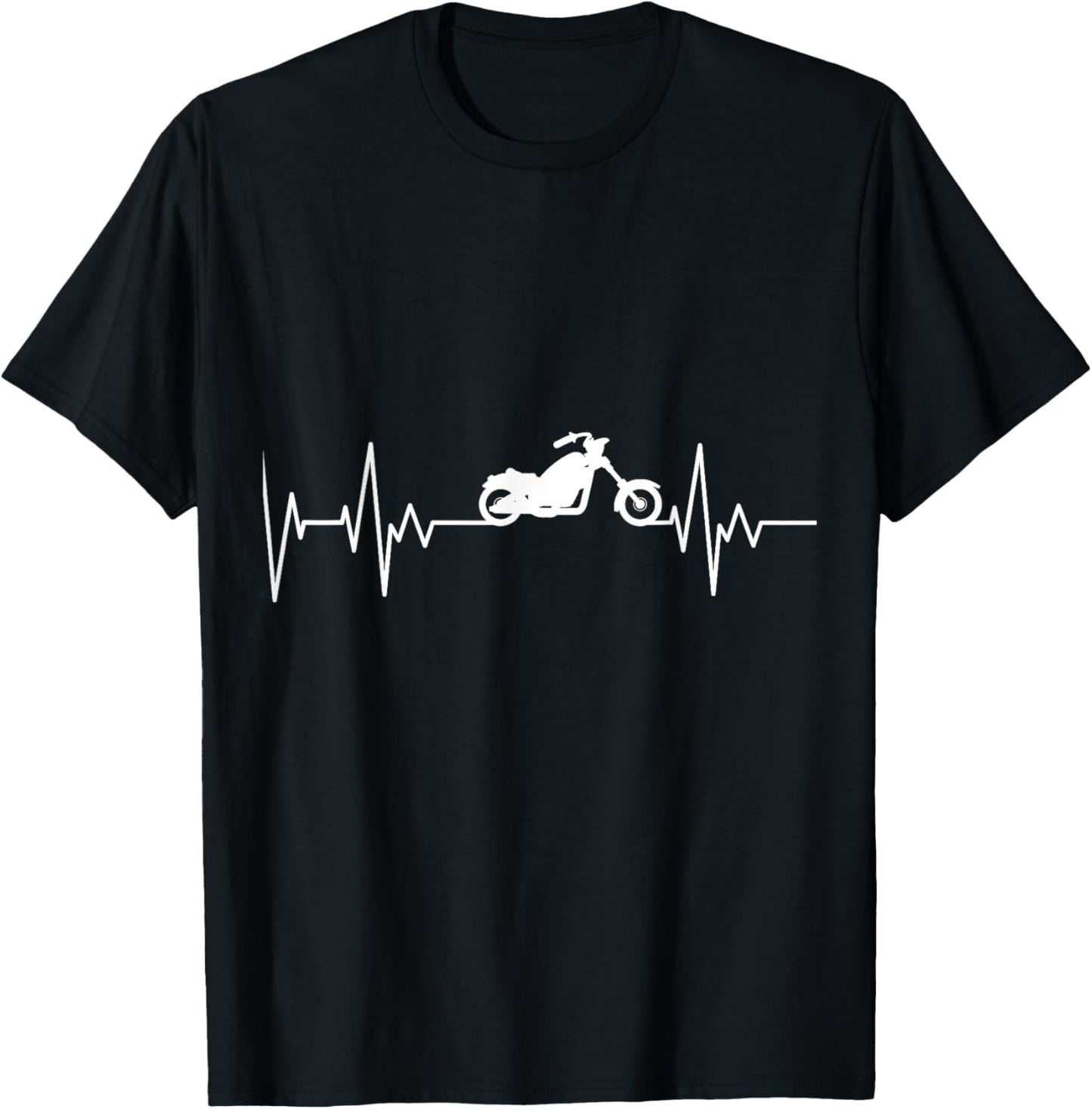 Chopper Motorcycle Biker Heartbeat Motorcyclist Biker T-Shirt - T-Shirt | Black