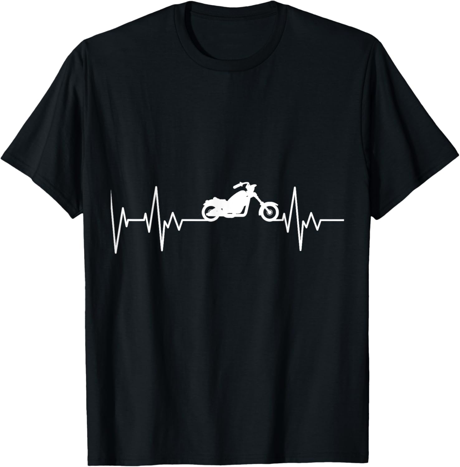 Chopper Motorcycle Biker Heartbeat Motorcyclist Biker T-Shirt - T-Shirt | Black
